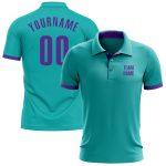 Aqua Purple Performance Golf Polo Shirt - Customizable Golf Apparel Custom Aqua Purple Performance Golf Polo Shirt