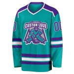 Custom Aqua Purple White Hockey Jersey for Men and Women Sports Apparel Custom Aqua Purple-White Hockey Jersey - Image 2