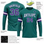 Aqua Purple White Long Sleeve Performance Shirt Custom Design Custom Aqua Purple-White Long Sleeve Performance T-Shirt - Image 3