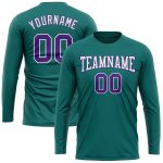 Aqua Purple White Long Sleeve Performance Shirt Custom Design Custom Aqua Purple-White Long Sleeve Performance T-Shirt - Image 2