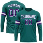 Aqua Purple White Long Sleeve Performance Shirt Custom Design Custom Aqua Purple-White Long Sleeve Performance T-Shirt