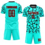 Aqua Red Black Sublimation Soccer Jersey Custom Uniform for Teams and Players Custom Aqua Red-Black Sublimation Soccer Uniform - Image 2