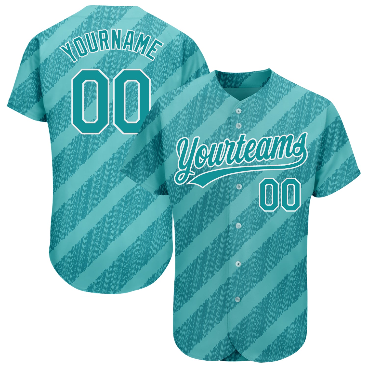 Custom Aqua Teal White 3D Pattern Baseball Jersey - Authentic Design for Fans Custom Aqua Teal-White 3D Pattern Design Authentic