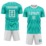 Aqua White Custom Soccer Uniform Jersey Sublimation Style 3051 Custom Aqua White Sublimation Soccer Uniform Jersey Style - Image 2