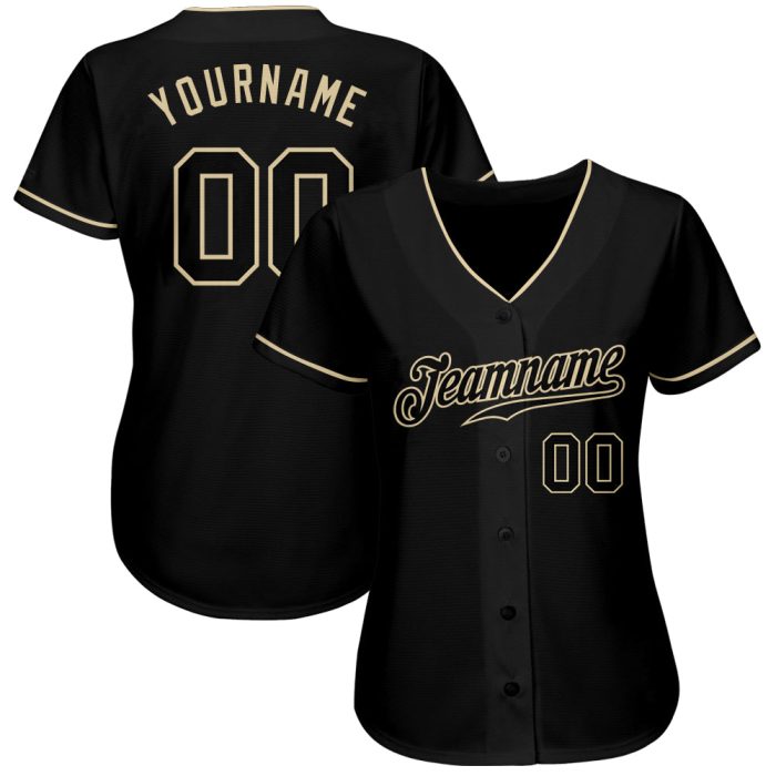 Custom Black Cream Baseball Jersey - Style 9576 - Authentic Design Custom Black Black-Cream Authentic Baseball Jersey Style - Image 2