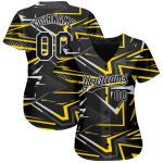 Custom Black Gold 3D Pattern Baseball Jersey Authentic Design Custom Black Black-Gold 3D Pattern Design Authentic Baseball - Image 2