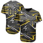 Custom Black Gold 3D Pattern Baseball Jersey Authentic Design Custom Black Black-Gold 3D Pattern Design Authentic Baseball