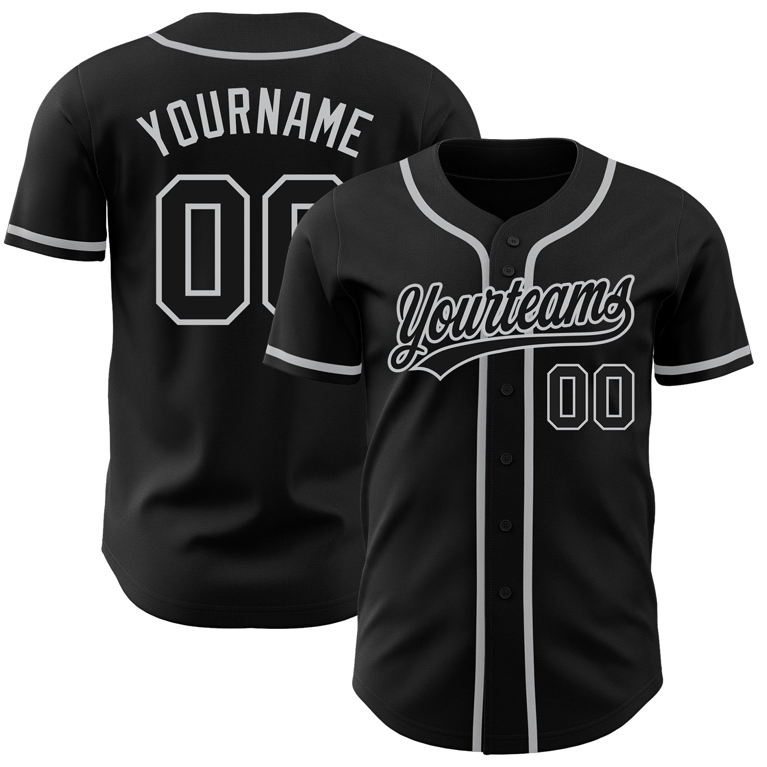 Custom Black-Gray Authentic Baseball Jersey for Men and Women Custom Black Black-Gray Authentic Baseball Jersey
