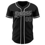 Custom Black-Gray Authentic Baseball Jersey for Men and Women Custom Black Black-Gray Authentic Baseball Jersey - Image 2