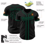 Custom Black Kelly Green Authentic Baseball Jersey for Men Custom Black Black-Kelly Green Authentic Baseball Jersey - Image 3