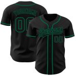 Custom Black Kelly Green Authentic Baseball Jersey for Men Custom Black Black-Kelly Green Authentic Baseball Jersey