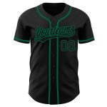 Custom Black Kelly Green Authentic Baseball Jersey for Men Custom Black Black-Kelly Green Authentic Baseball Jersey - Image 2