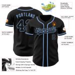 Custom Black Blue Authentic Baseball Jersey - Personalized Design for Fans Custom Black Black-Light Blue Authentic Baseball - Image 3