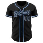 Custom Black Blue Authentic Baseball Jersey - Personalized Design for Fans Custom Black Black-Light Blue Authentic Baseball - Image 2