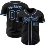 Custom Black Blue Authentic Baseball Jersey - Personalized Design for Fans Custom Black Black-Light Blue Authentic Baseball