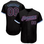 Authentic Black Light Blue Pink-White Baseball Jersey - Custom Design Custom Black Black Light Blue Pink-White Authentic