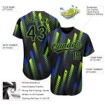 Custom Black Neon Green Royal 3D Pattern Baseball Jersey - Authentic Sports Apparel Custom Black Black Neon Green-Royal 3D - Image 3