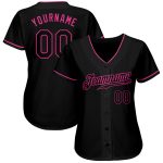 Custom Black Pink Baseball Jersey - Authentic Design for Sports Fans Custom Black Black-Pink Authentic Baseball Jersey - Image 2