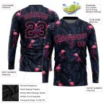 Custom Black Pink Flamingo 3D Pattern Performance Long Sleeve T-Shirt Custom Black Black-Pink Flamingo 3D Pattern Long Sleeve - Image 2