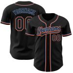 Custom Black Powder Blue Orange Authentic Baseball Jersey Custom Black Black Powder Blue-Orange Authentic Baseball Jersey