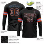 Custom Performance T-Shirt Black Powder Blue Orange Long Sleeve for Men Custom Black Black Powder Blue-Orange Long Sleeve - Image 3