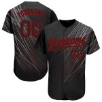 Custom Black Red 3D Pattern Baseball Jersey - Personalized Authentic Design Custom Black Black-Red 3D Pattern Design Authentic