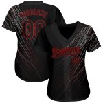 Custom Black Red 3D Pattern Baseball Jersey - Personalized Authentic Design Custom Black Black-Red 3D Pattern Design Authentic - Image 2