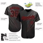 Custom Black Red 3D Pattern Baseball Jersey - Personalized Authentic Design Custom Black Black-Red 3D Pattern Design Authentic - Image 3