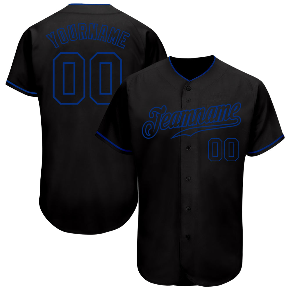 Custom Black-Royal Authentic Baseball Jersey for Men and Women, Personalized Sports Apparel Custom Black Black-Royal Authentic