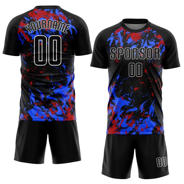 Custom Black and Royal-Red Soccer Jersey - Sublimation Uniform Custom Black Black Royal-Red Sublimation Soccer Uniform Jersey - Image 2