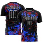 Custom Black and Royal-Red Soccer Jersey - Sublimation Uniform Custom Black Black Royal-Red Sublimation Soccer Uniform Jersey
