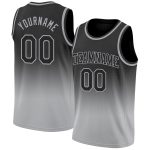 Custom Black Silver Gray Fade Basketball Jersey - Authentic Fashion Sportswear Custom Black Black-Silver Gray Authentic Fade