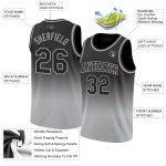 Custom Black Silver Gray Fade Basketball Jersey - Authentic Fashion Sportswear Custom Black Black-Silver Gray Authentic Fade - Image 2