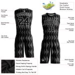 Custom Black Silver Gray Basketball Jersey Sublimation Round Neck Suit Custom Black Black-Silver Gray Round Neck Sublimation - Image 2