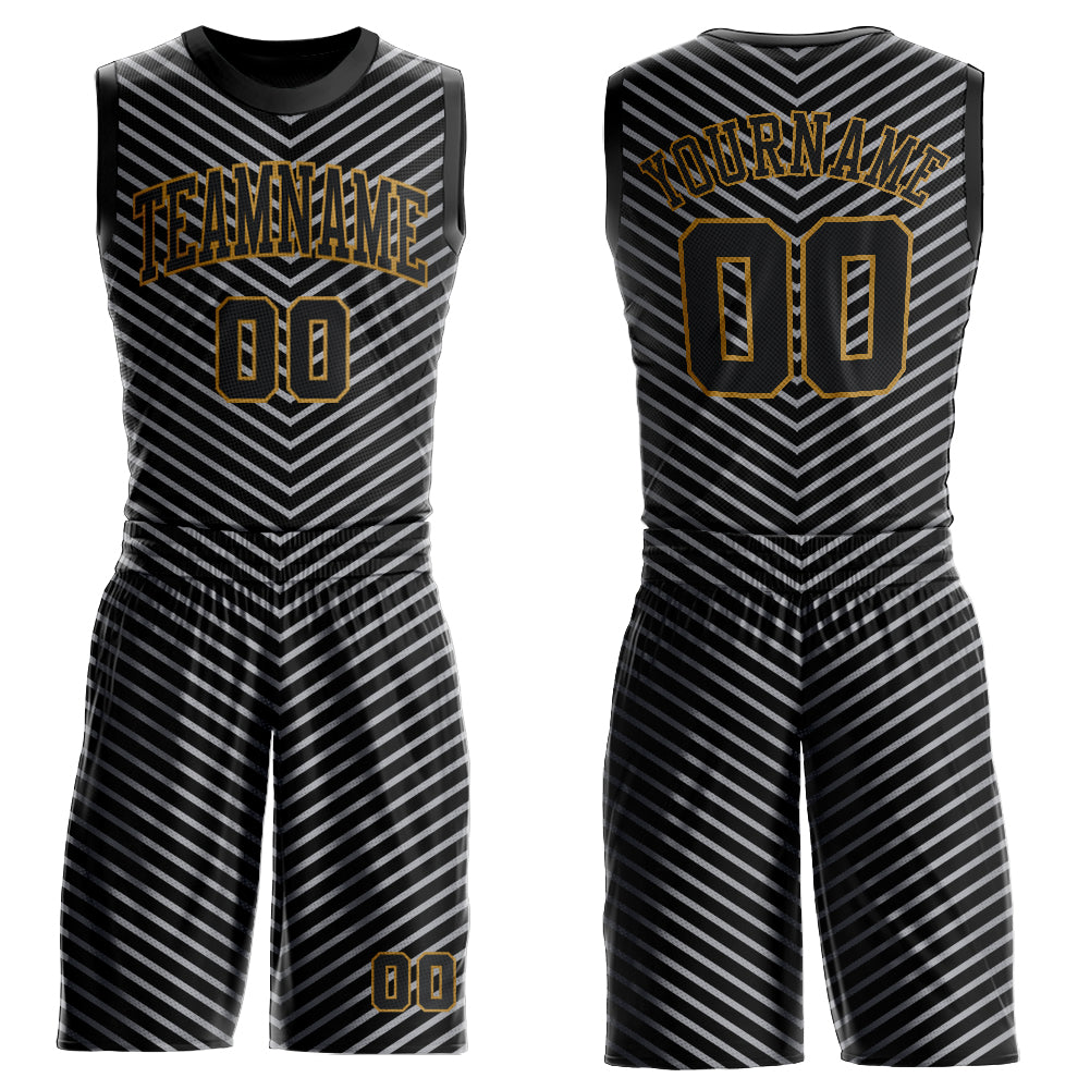Custom Basketball Jersey Black Silver Gray Sublimation Round Neck Style 8995 Custom Black Black-Silver Gray Round Neck Sublimation