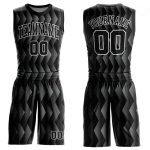 Custom Black Silver Gray Basketball Jersey Sublimation Round Neck Suit Custom Black Black-Silver Gray Round Neck Sublimation