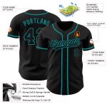 Black Teal Custom Authentic Baseball Jersey for Men and Women Custom Black Black-Teal Authentic Baseball Jersey - Image 3