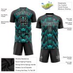 Black-Teal Sublimation Soccer Jersey - Custom Soccer Uniform for Teams Custom Black Black-Teal Sublimation Soccer Uniform - Image 3
