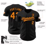 Custom Black Blaze Orange Baseball Jersey - Authentic Team Apparel Custom Black Blaze Orange Authentic Baseball Jersey - Image 3