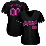 Custom Black Deep Pink White Baseball Jersey - Authentic Design, Perfect for Sports Fans Custom Black Deep Pink-White Authentic - Image 2