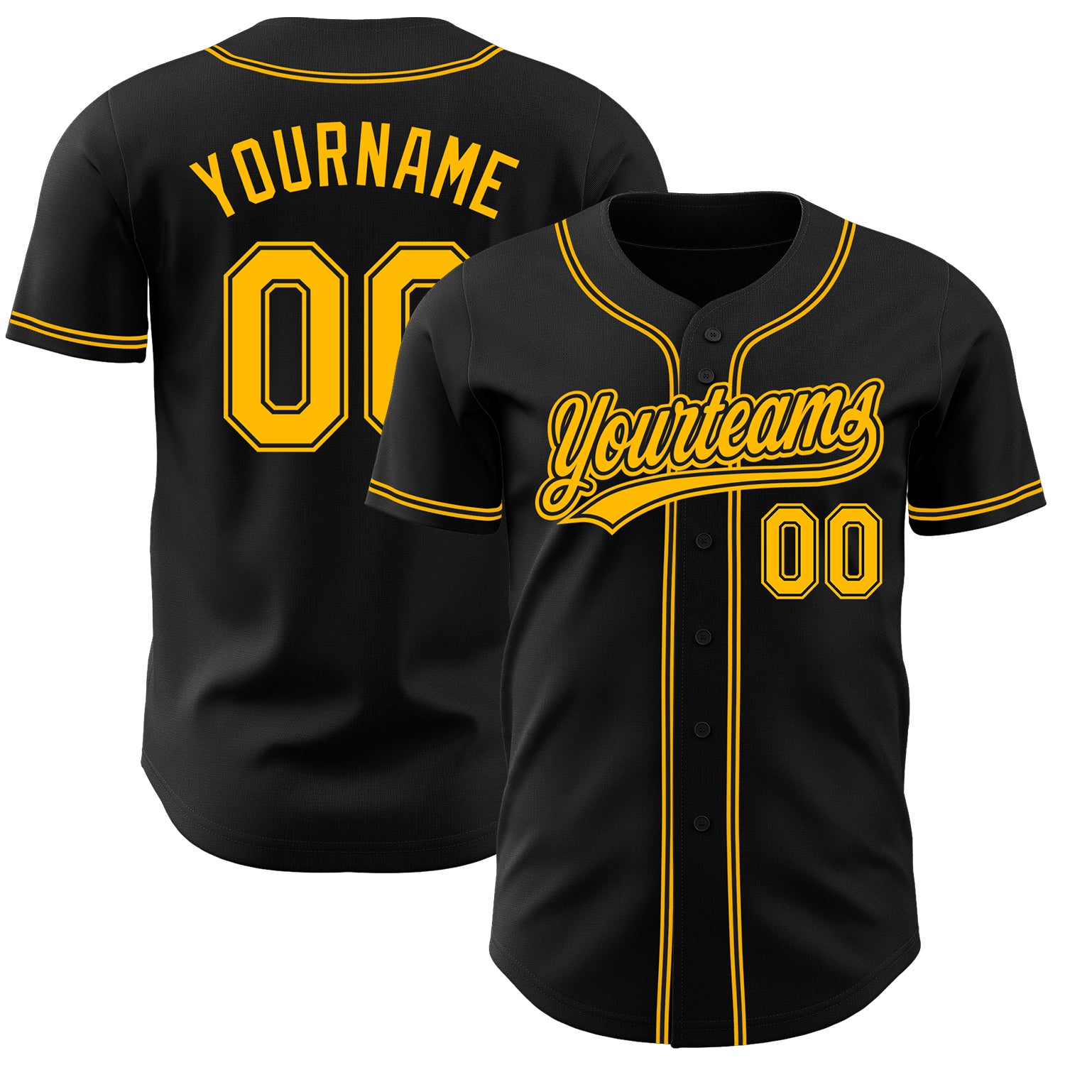 Custom Black Gold Baseball Jersey - Authentic Team Wear for Fans Custom Black Gold Authentic Baseball Jersey