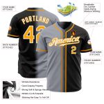 Custom Black Gold Gray White Fade Authentic Baseball Jersey Fashion Custom Black Gold Gray-White Authentic Fade Fashion Baseball - Image 2
