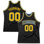 Custom Black Gold-Light Blue Basketball Jersey - Authentic Throwback Style Custom Black Gold-Light Blue Authentic Throwback