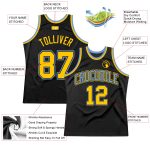 Custom Black Gold-Light Blue Basketball Jersey - Authentic Throwback Style Custom Black Gold-Light Blue Authentic Throwback - Image 2