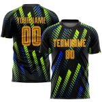Black Gold Neon Green Sublimation Soccer Jersey - Custom Uniform Custom Black Gold-Neon Green Sublimation Soccer Uniform