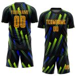 Black Gold Neon Green Sublimation Soccer Jersey - Custom Uniform Custom Black Gold-Neon Green Sublimation Soccer Uniform - Image 2