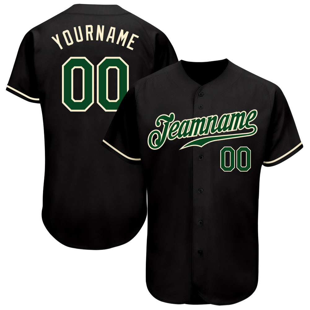 Custom Black Green-Cream Authentic Baseball Jersey Style 8187 Custom Authentic Black Green Cream Baseball Jersey Style 8187 Custom Black Green-Cream Authentic Baseball Jersey Style 8187 - Image 1