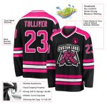 Personalized Black Hot Pink White Hockey Jersey for Men and Women Customize Your Own Design Custom Black Hot Pink-White Hockey - Image 3