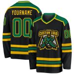 Custom Black Kelly Green Gold Hockey Jersey - Personalized Sports Apparel Custom Black Kelly Green-Gold Hockey Jersey