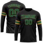 Custom Performance T-Shirt in Black Kelly Green and Old Gold - Long Sleeve Custom Black Kelly Green-Old Gold Long Sleeve